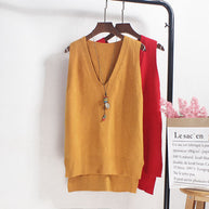 Damen Ärmelloses Stricktop mit V-Ausschnitt und Feinstrickstruktur WW