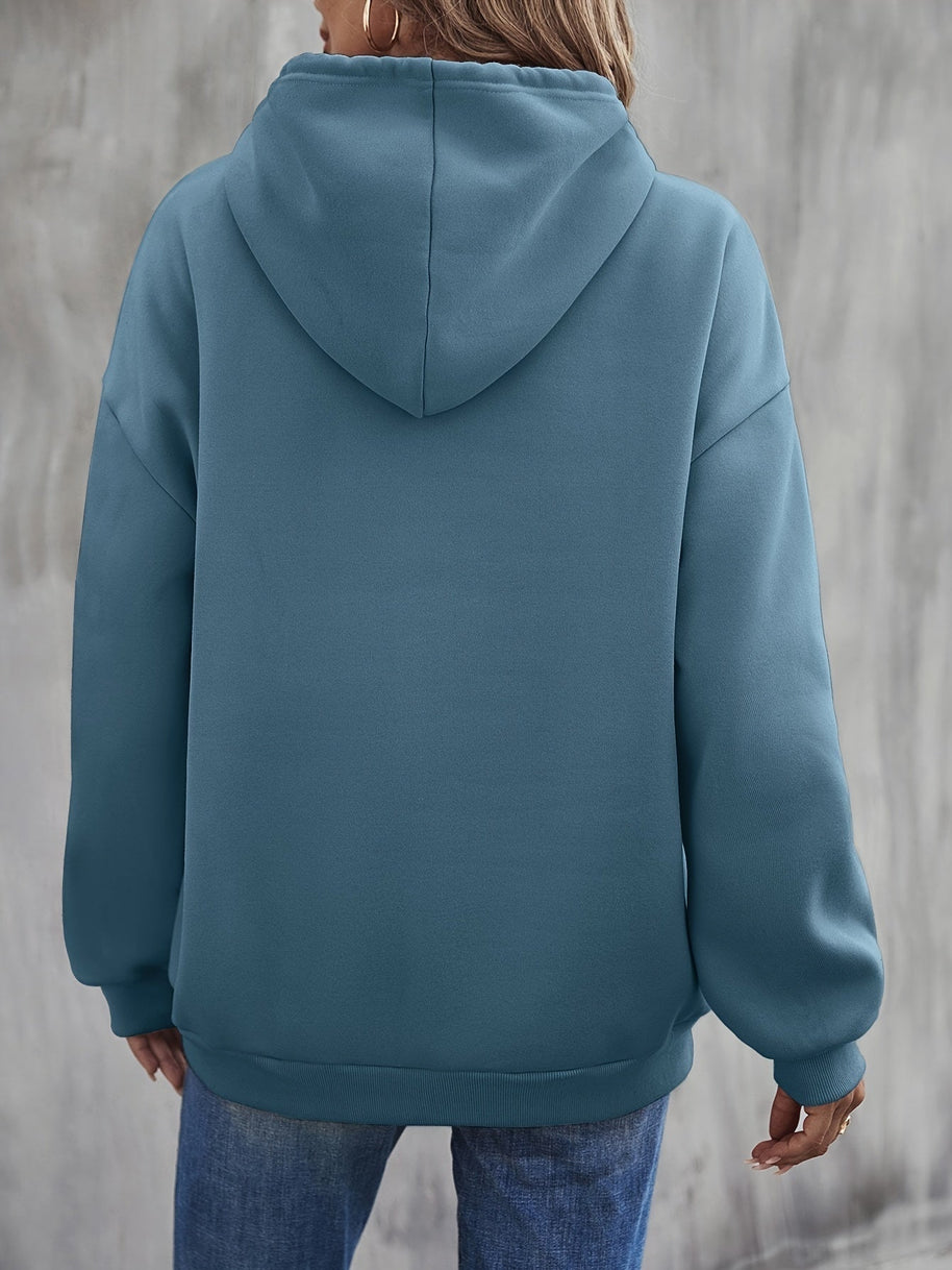 WW | gemütlicher Smile Print Hoodie mit Kordelzug für Frauen