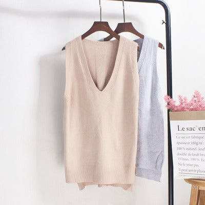 Damen Ärmelloses Stricktop mit V-Ausschnitt und Feinstrickstruktur WW