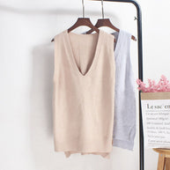 Damen Ärmelloses Stricktop mit V-Ausschnitt und Feinstrickstruktur WW