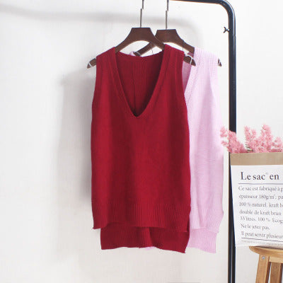 Damen Ärmelloses Stricktop mit V-Ausschnitt und Feinstrickstruktur WW