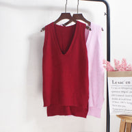 Damen Ärmelloses Stricktop mit V-Ausschnitt und Feinstrickstruktur WW