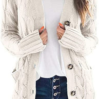 Damen Strickjacke mit grobem Zopfdesign und praktischen Taschen WW