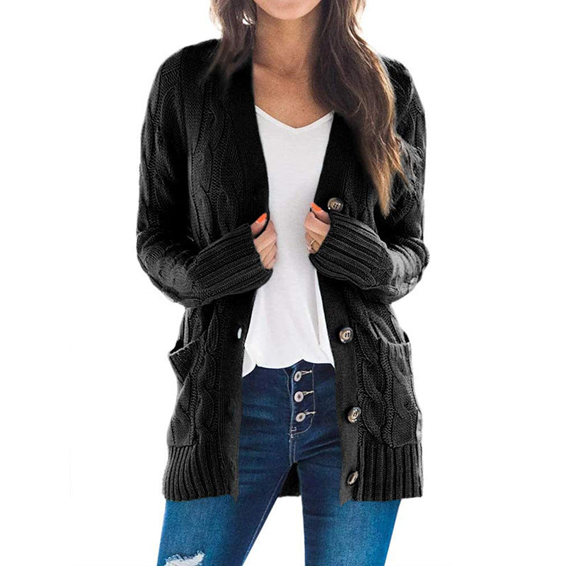 Damen Strickjacke mit dekorativen Zopfmuster und praktischen Taschen WW