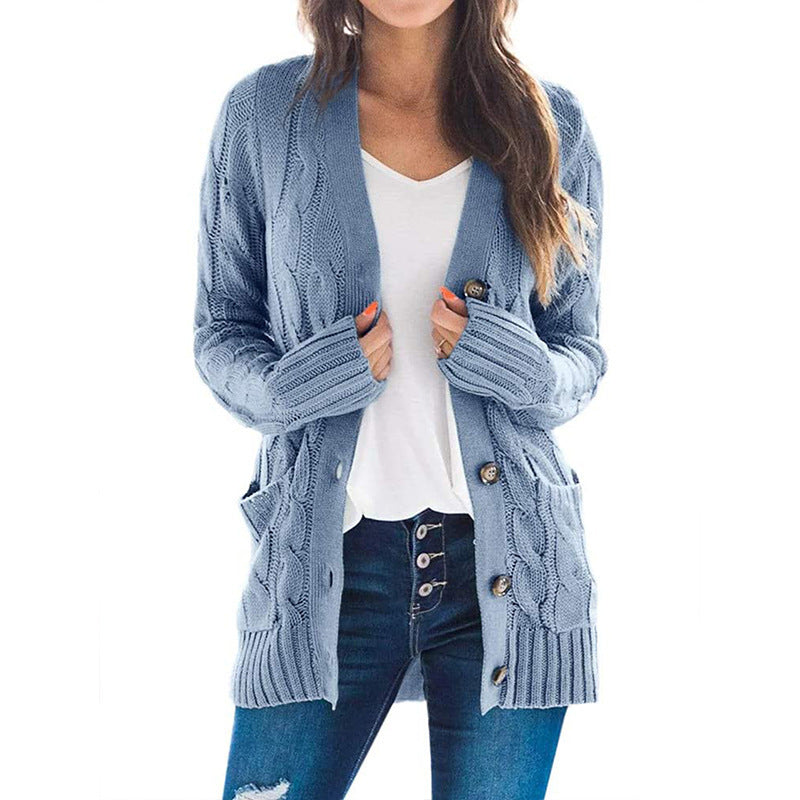 Damen Strickjacke mit dekorativen Zopfmuster und praktischen Taschen WW