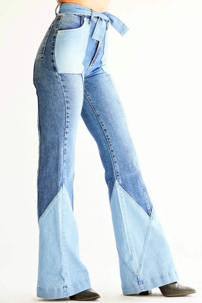 WW | 70Er Farbblock Gürtel Bell Jeans