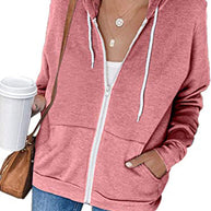 Damen lässiger Kapuzenpullover mit durchgehendem Reißverschluss und praktischen Taschen WW