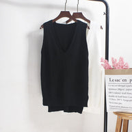 Damen Ärmelloses Stricktop mit V-Ausschnitt und Feinstrickstruktur WW