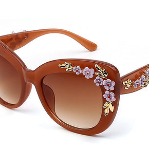 WW | Exquisite Damen Sonnenbrille Mit Blumenmuster