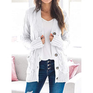 Damen Strickjacke mit grobem Zopfdesign und praktischen Taschen WW