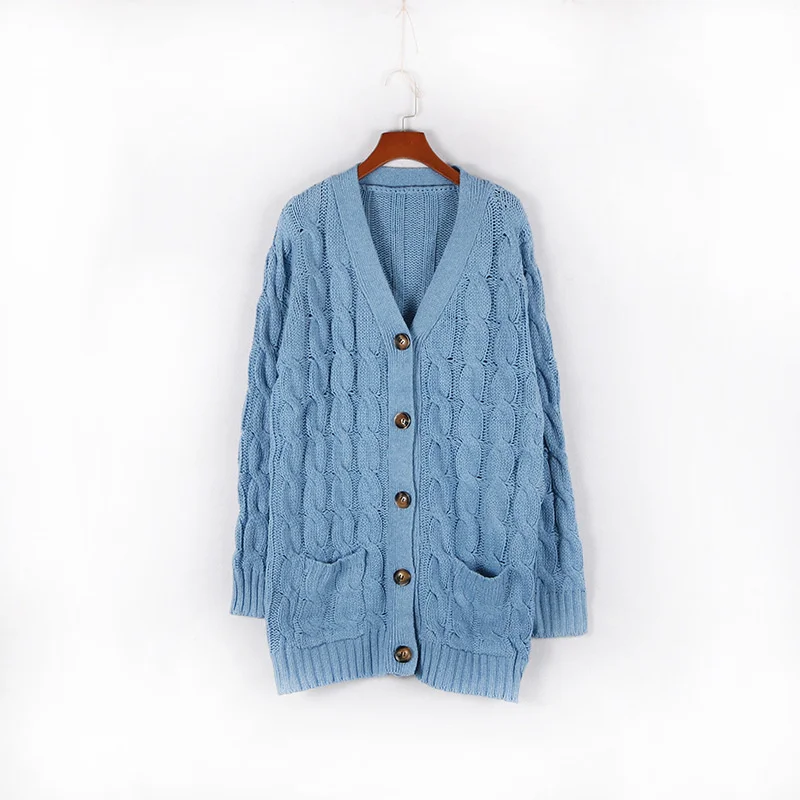 W&W Mode | Wollstrickjacke Damen Mit Zopfmuster Und Holzknöpfen, Lockere
