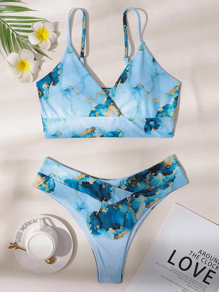 WW Bikini | Eleganter Bikini mit Marmorprint