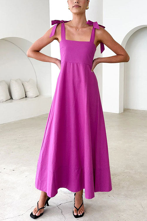 WW | Rosiedress Schleifen-Schulter Empire Taille Swing Maxi Cami Kleid
