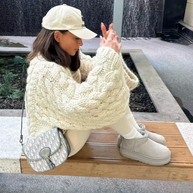 WW - Damen grob gestrickter Oversize-Pullover