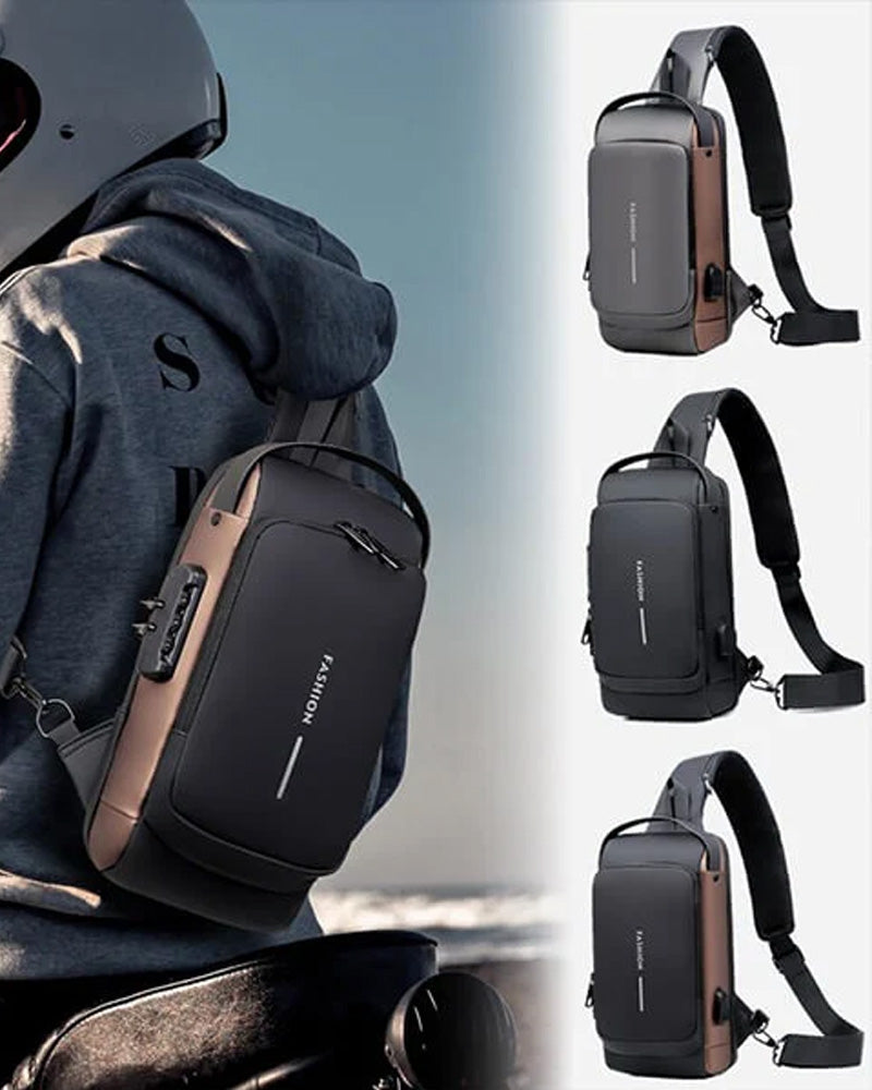 Unisex-Brusttasche mit Zahlenschloss und gepolstertem Tragesystem