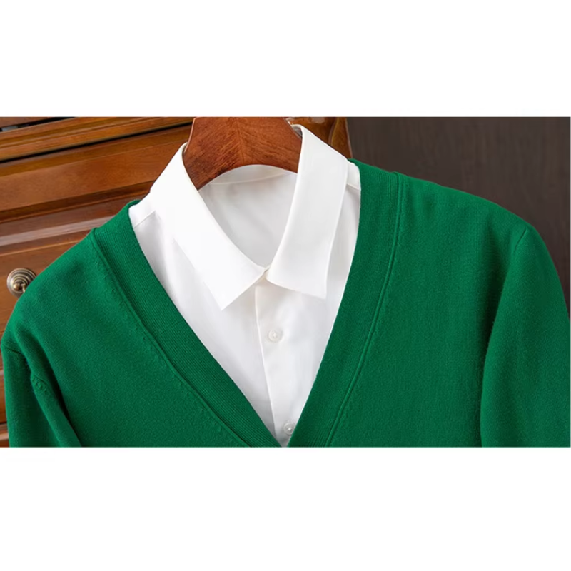 WW | Herren Strickjacke Mit Knöpfen, Leichter Stoff, Klassischer V-ausschnitt