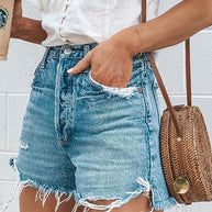 WW | Rosiedress Raw Hem Gerissene Zerrissene Denim Shorts