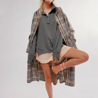 WW - Lässiges Sweatshirt Mit Knöpfen Und Lampenärmeln