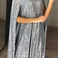 WW | Wine Me And Dine Me Pailletten Cape Kleid