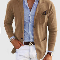 WW | Herren Strickjacke Mit Lässigen Knöpfen, Taschen Und Reverskragen, Einfarbig, Langärmelig