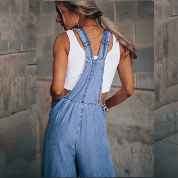 W&W Mode | Damen Denim-Overalls mit weitem Bein Design