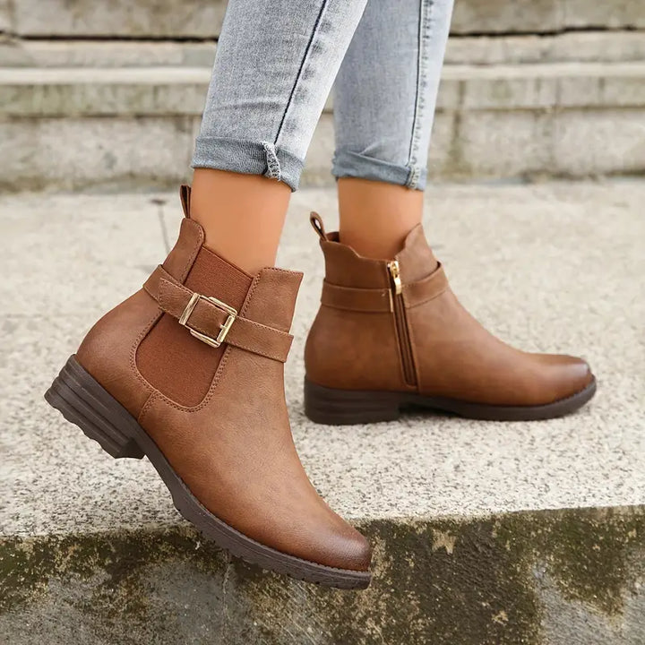 W&W Mode | Lässige Rutschfeste Stiefelette mit Seitlichem Reißverschluss