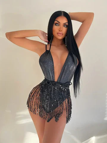 WW | Monokini Mit Schlangenprint & Pailletten Pure Glamour & Stil