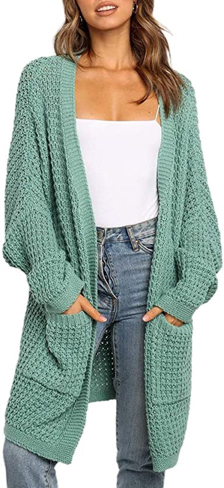 Damen Strickcardigan mit großzügigen Taschen und lockerer Passform WW