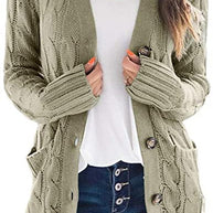 Damen Strickjacke mit grobem Zopfdesign und praktischen Taschen WW