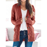 Damen Strickjacke mit grobem Zopfdesign und praktischen Taschen WW