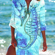 WW | Bikini Jacke Shirt Badeanzug Strickjacke Damenbekleidung Druck Urlaub Strandshirt