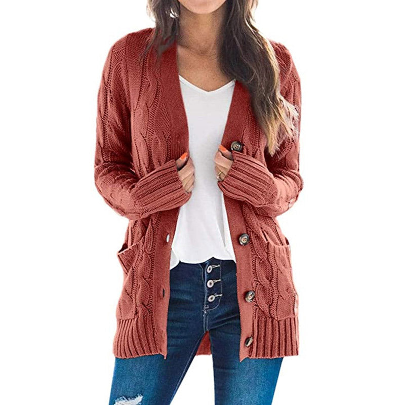Damen Strickjacke mit strukturiertem Zopfdesign und praktischen Taschen WW