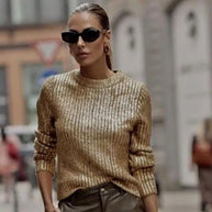 WW | Metallischer Strickpullover mit texturiertem Finish