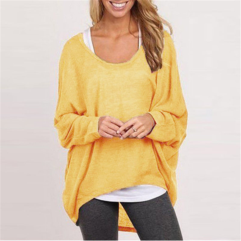 Damen lässiger Oversized Pullover mit weit geschnittenen Ärmeln und lässigem Fall WW