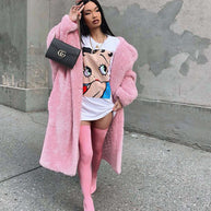 Damen Oversized Fleece-Mantel mit Knopfverschluss und Taschen WW