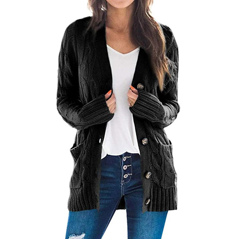 Damen Strickjacke mit strukturiertem Zopfdesign und praktischen Taschen WW