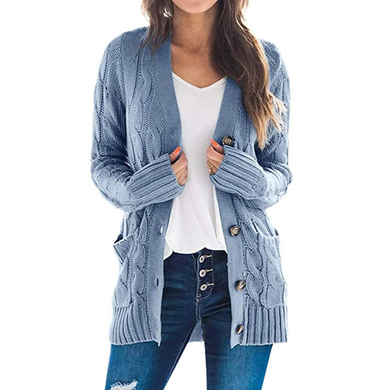 Damen Strickjacke mit strukturiertem Zopfdesign und praktischen Taschen WW
