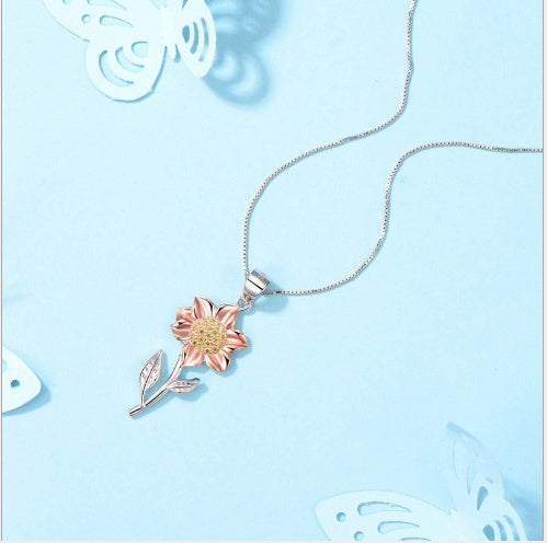 WW | Goldene Halskette Aus Sterlingsilber Mit Sonnenblume