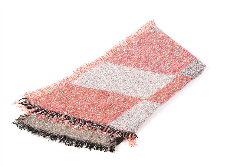Damen Eleganter Fransen-Schal aus weichem Material mit geometrischem Muster WW