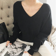 Damen Strickpullover mit tiefem V-Ausschnitt und luftiger Passform WW