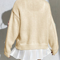 WW | Stylischer Blumenmuster Wollstrick Cardigan