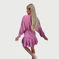 WW | Minikleid mit langen Ärmeln und Rüschen-Saum