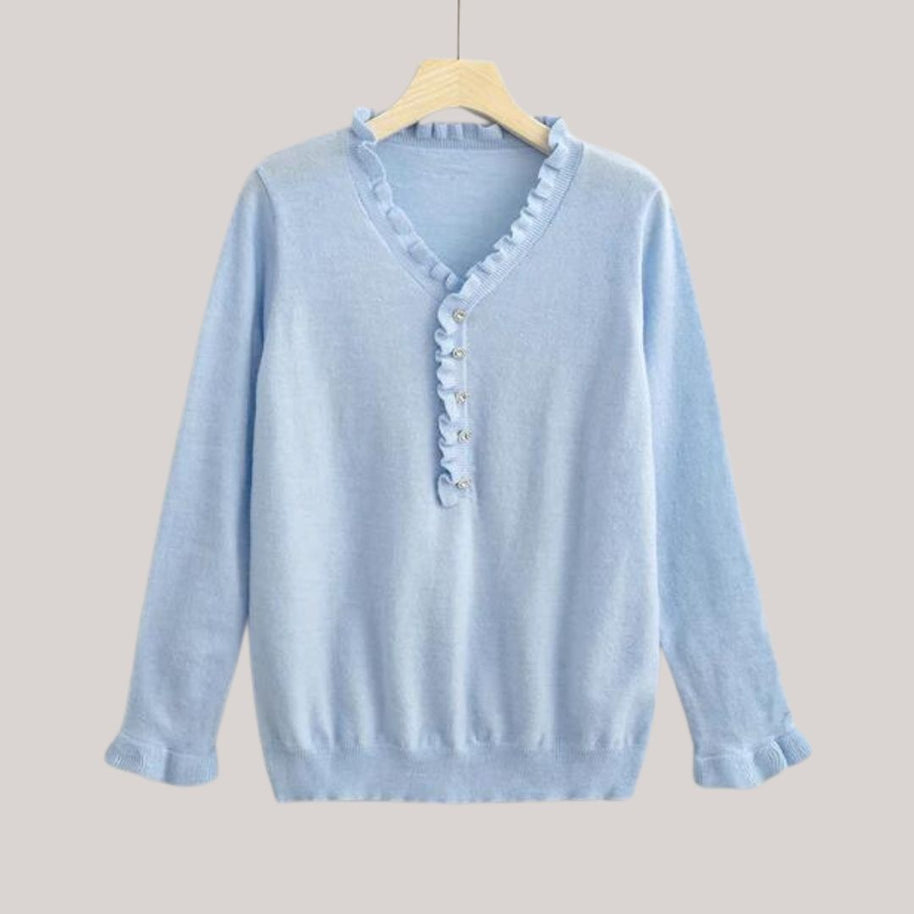 WW | Gerüschter Gestrickter Pullover