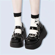 WW | Goth Fledermaus Liebe Herz Schnalle Plattform Lolita Mary Janes Schuhe