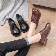 Damen Schnürschuhe aus hochwertigem Leder mit robustem Sohlenprofil WW