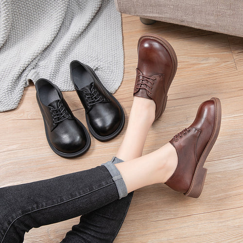 Damen Schnürschuhe aus hochwertigem Leder mit robustem Sohlenprofil WW