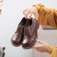 Damen Schnürschuhe aus hochwertigem Leder mit robustem Sohlenprofil WW