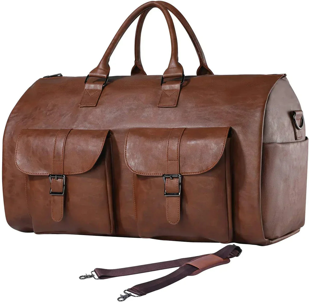 Leder-Braun wandelbare Duffle-Kleiderkoffer