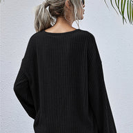 WW Rundhals Lanternärmel Lässiges Gestricktes Oberteil