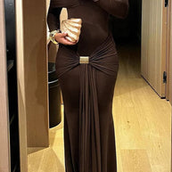 WW | Rosiedress Off Shoulder Knoten Front Bodycon Maxi Party Kleid